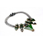 Sultry Hunter Green Triads Statement Necklace